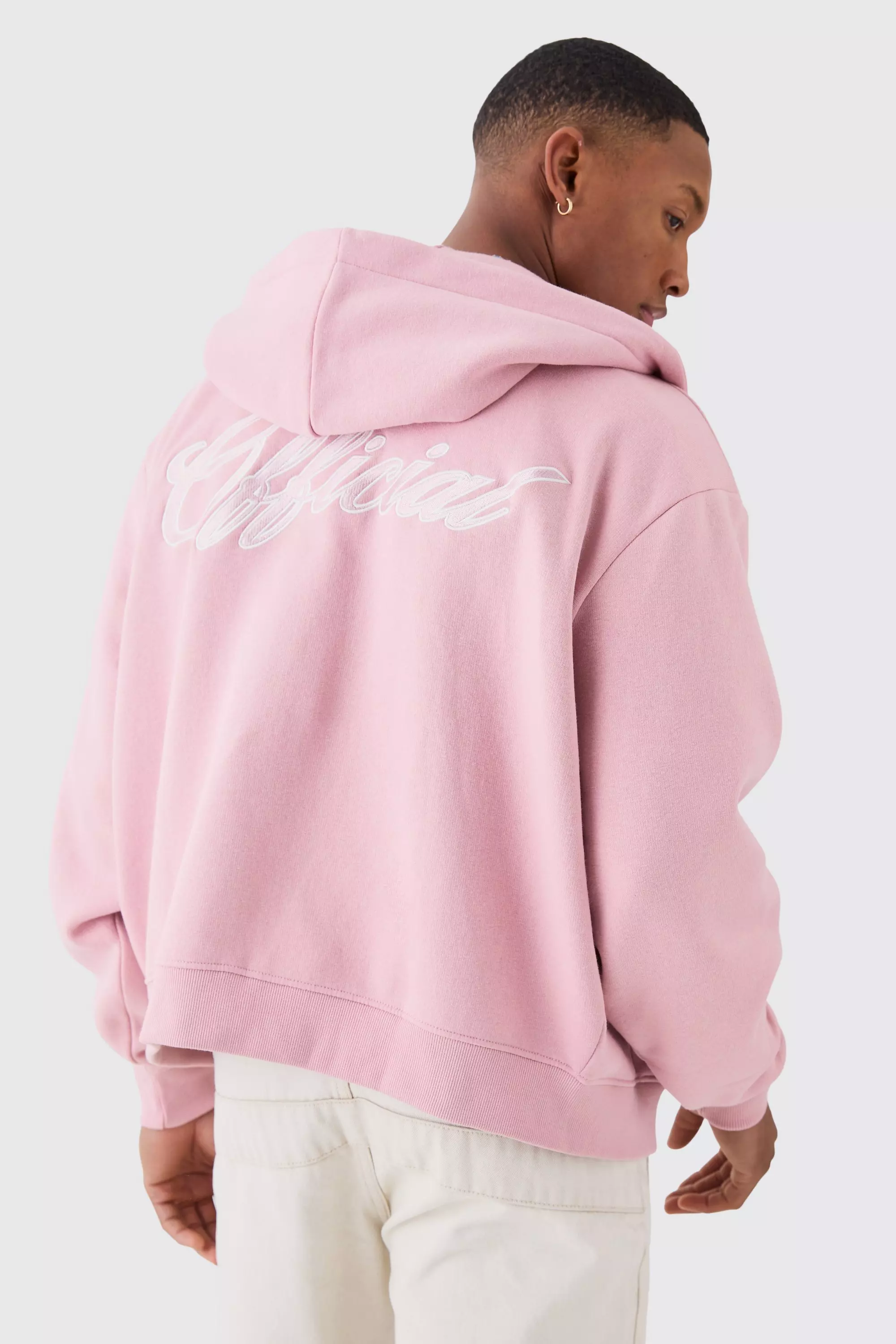 Pink zip through hoodie best sale